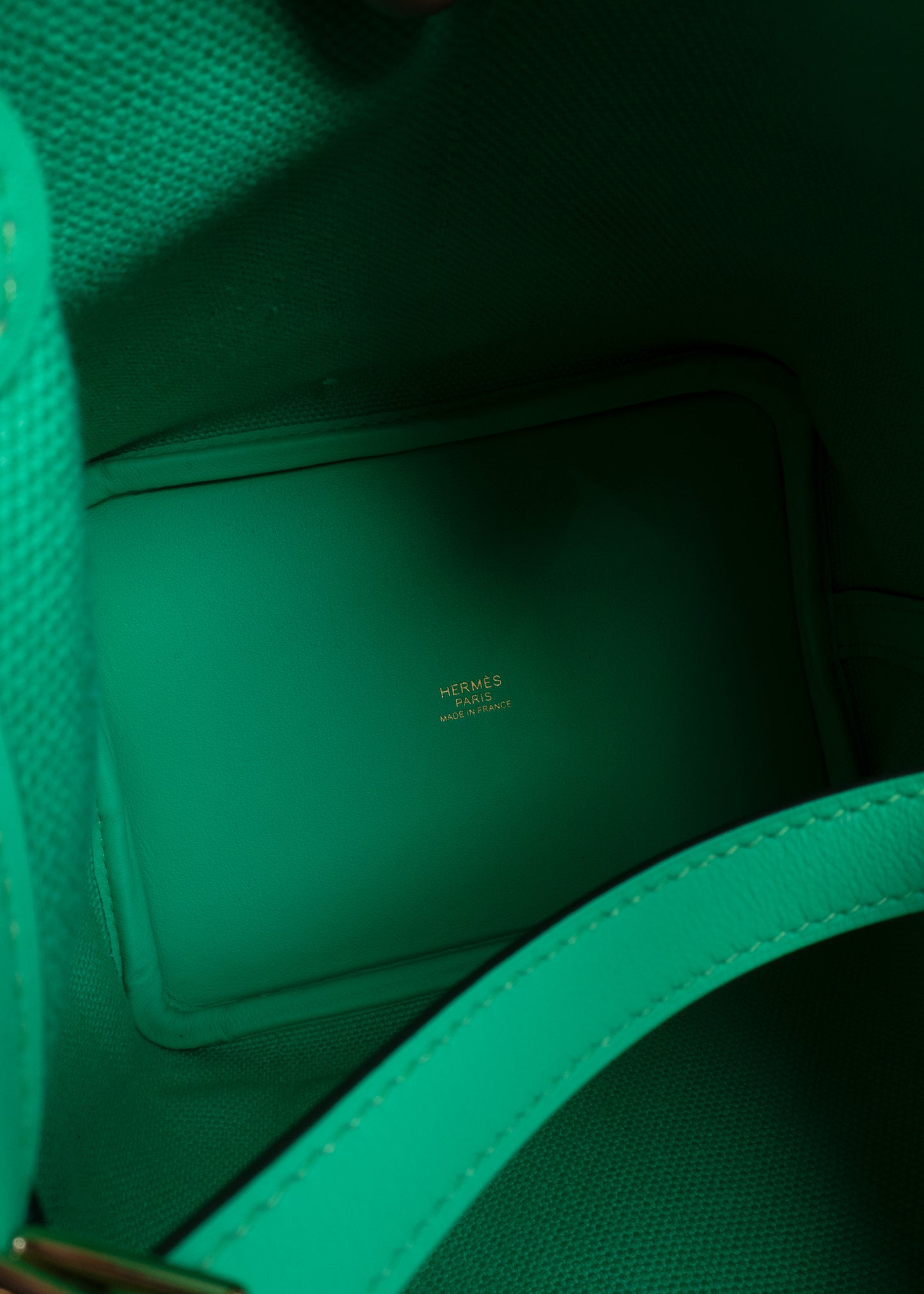 Hermès Picotin Cargo 18 Toile Canvas and Swift Leather Vert Menthe Gold Hardware (Missing Keys)