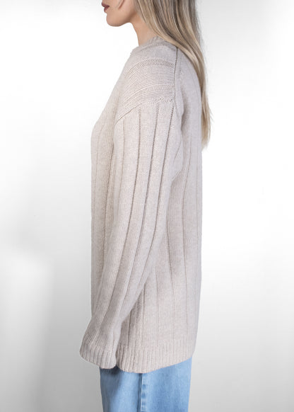 The Row Lilla Ribbed Beige Cashmere Jumper