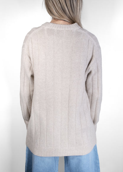 The Row Lilla Ribbed Beige Cashmere Jumper