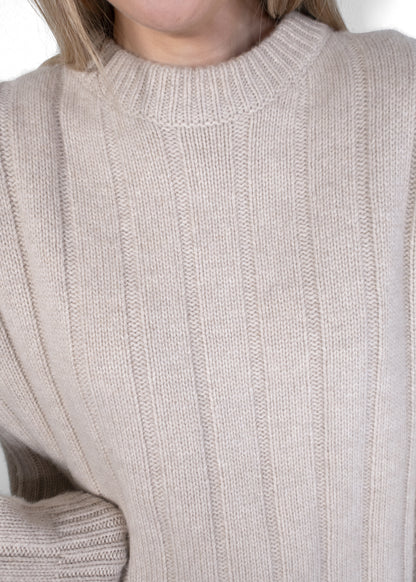 The Row Lilla Ribbed Beige Cashmere Jumper