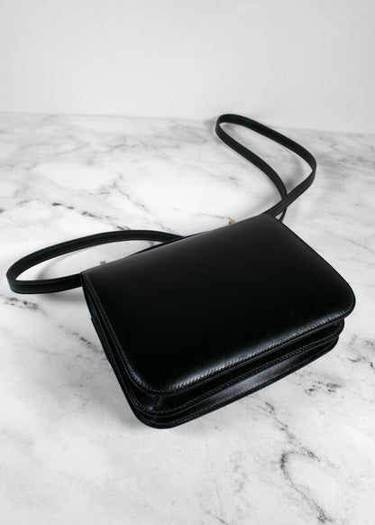 Hermès Constance 18 Box Calfskin Leather Shoulder Bag Black Gold Hardware