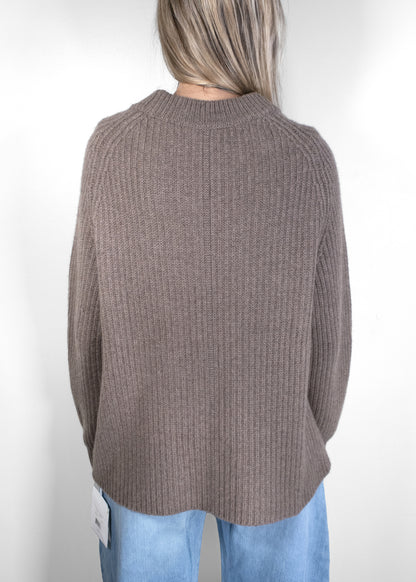 The Row Connor Taupe Ribbed Cashmere Jumper