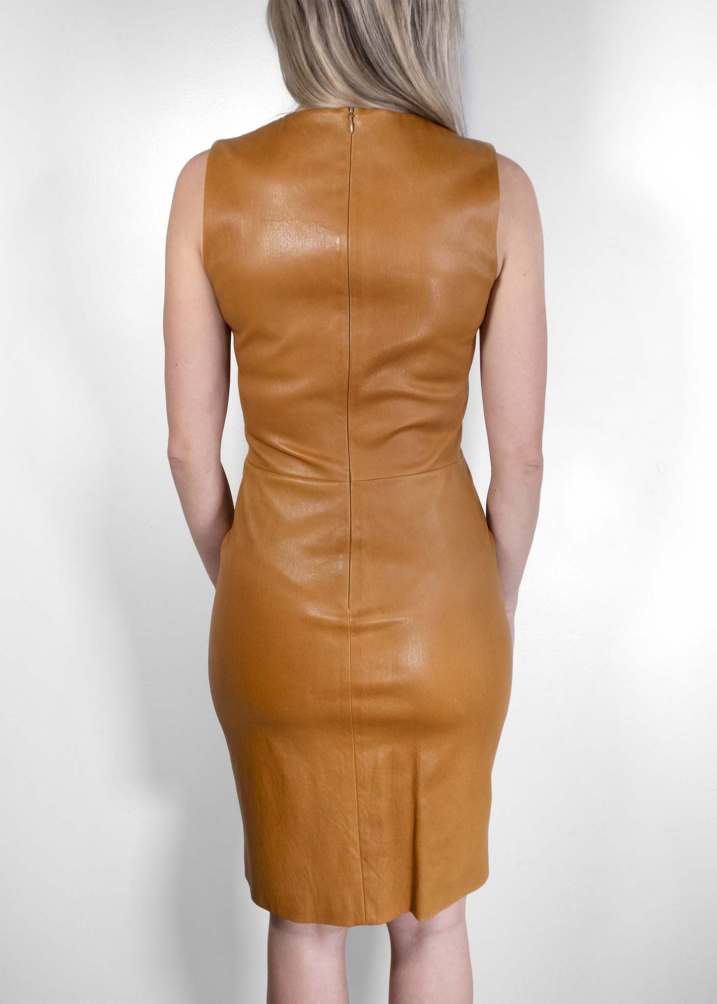 The Row Light Brown Leather Dress