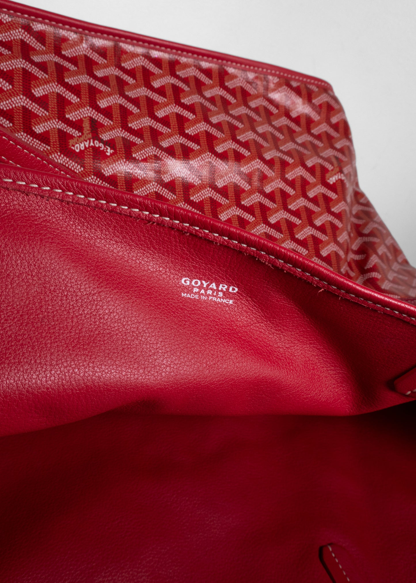 Goyard Saint Louis GM Goyardine Canvas Tote Red Silver Hardware