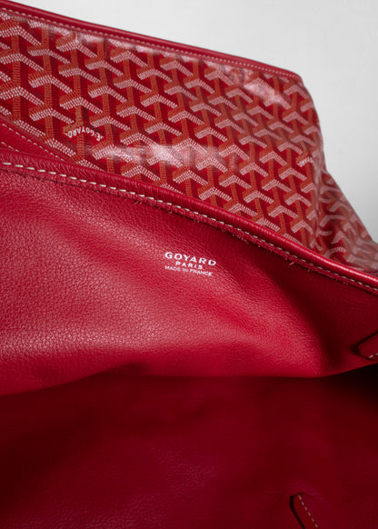 Goyard Saint Louis GM Goyardine Canvas Tote Red Silver Hardware