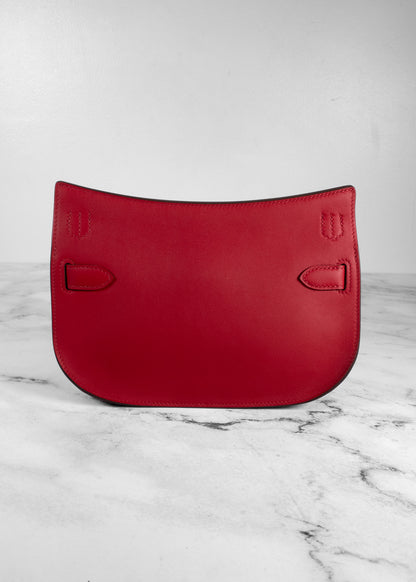 Hermes Geta Swift Leather Red Rouge Silver Hardware