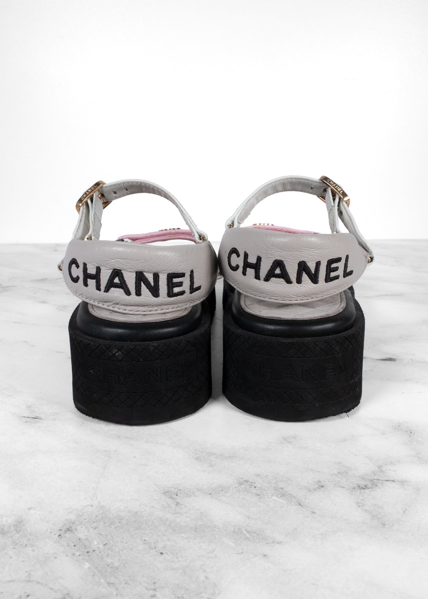 Chanel Multi-Color Quilted Lambskin Platform Dad Sandals