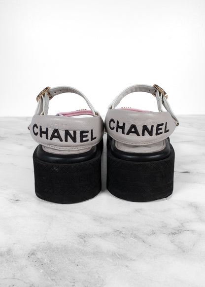 Chanel Multi-Color Quilted Lambskin Platform Dad Sandals