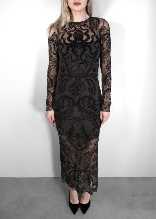 Etro Paisley-flocked Tulle Dress