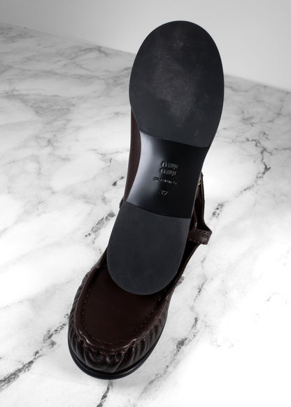 Miu Miu Moro Brown Grained Leather Mary Jane Loafers