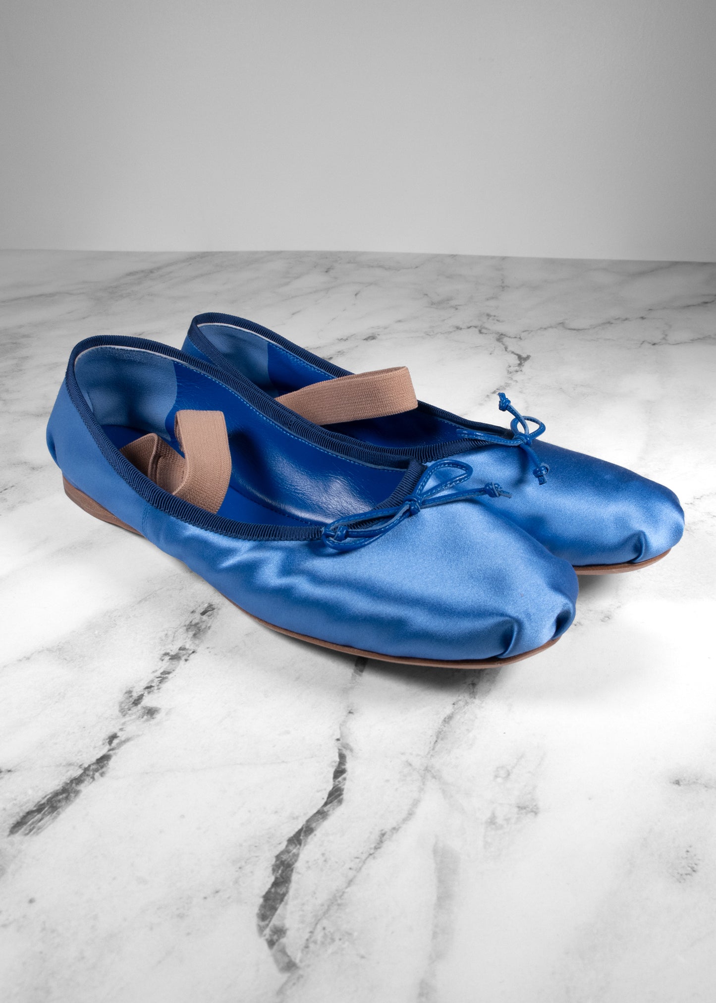 Miu Miu Astral Blue Satin Ballet Flats