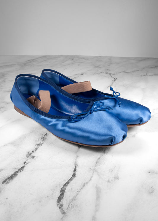 Miu Miu Astral Blue Satin Ballet Flats