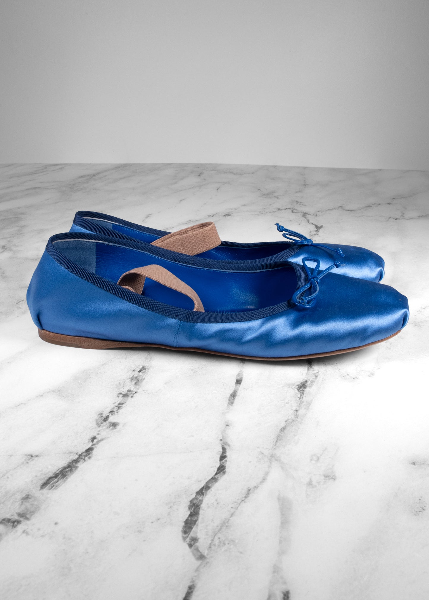 Miu Miu Astral Blue Satin Ballet Flats