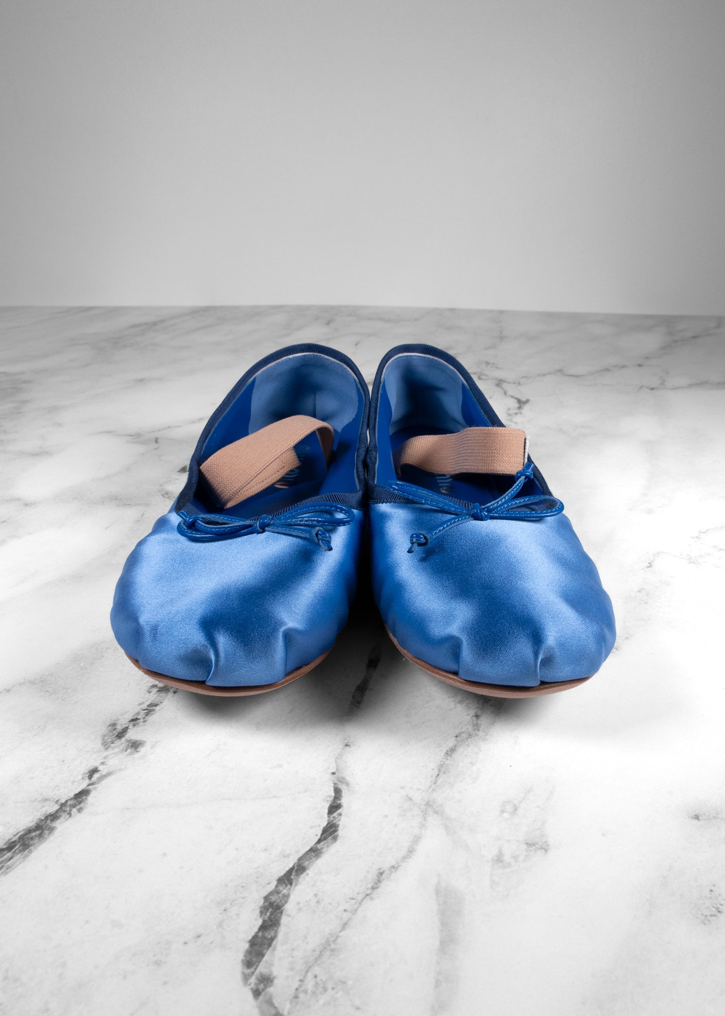 Miu Miu Astral Blue Satin Ballet Flats