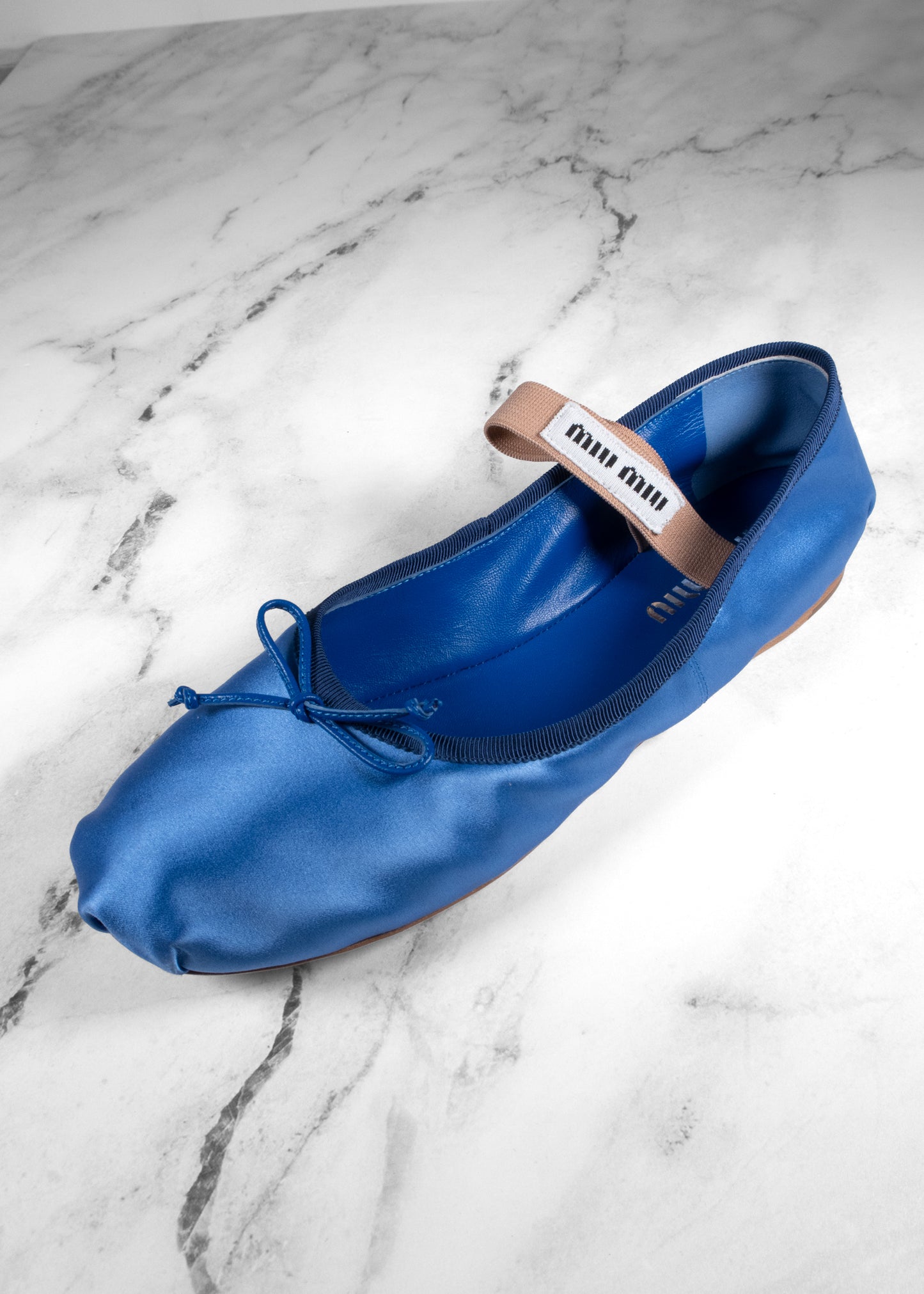 Miu Miu Astral Blue Satin Ballet Flats