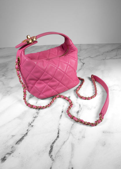 Chanel Pink Quilted Lambskin "Perfect Meeting" Small Hobo Bag