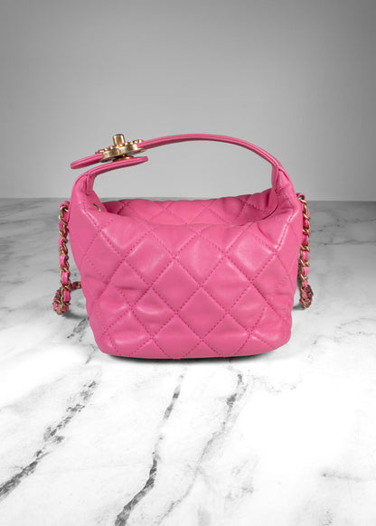Chanel Pink Quilted Lambskin "Perfect Meeting" Small Hobo Bag