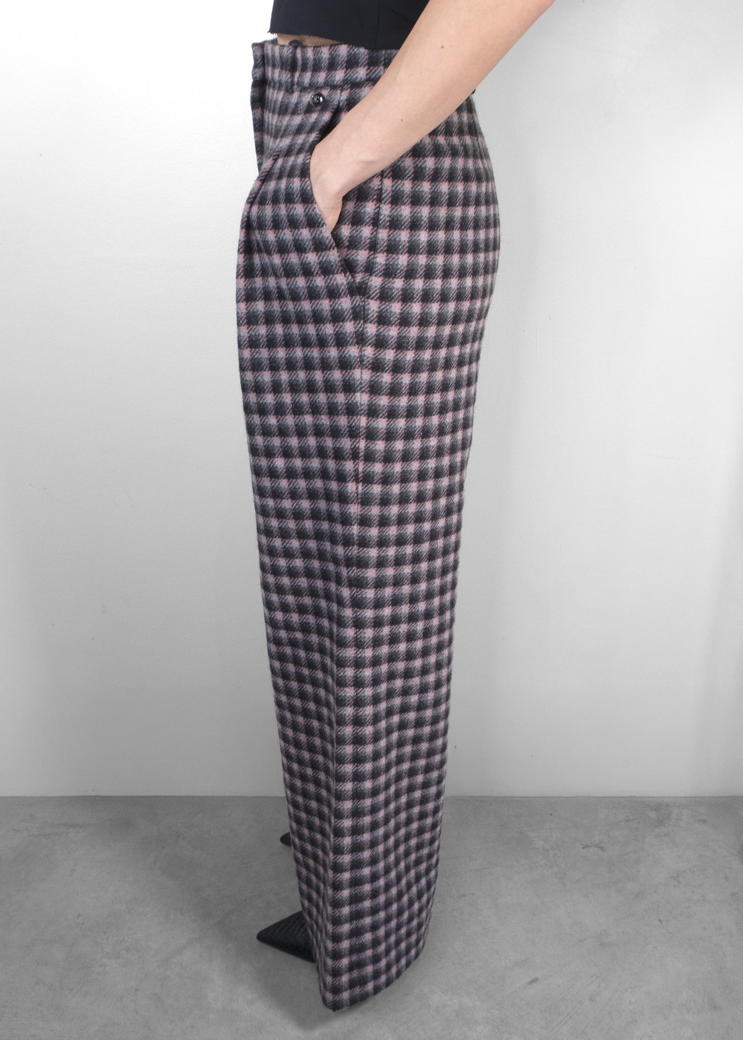 Chanel High Waisted Plaid Wide Leg Pants