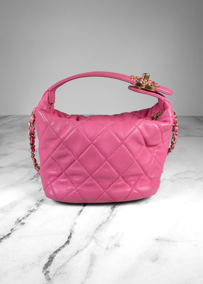Chanel Pink Quilted Lambskin "Perfect Meeting" Small Hobo Bag