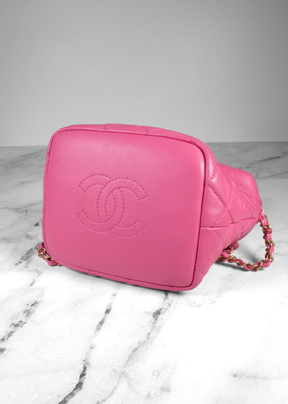 Chanel Pink Quilted Lambskin "Perfect Meeting" Small Hobo Bag