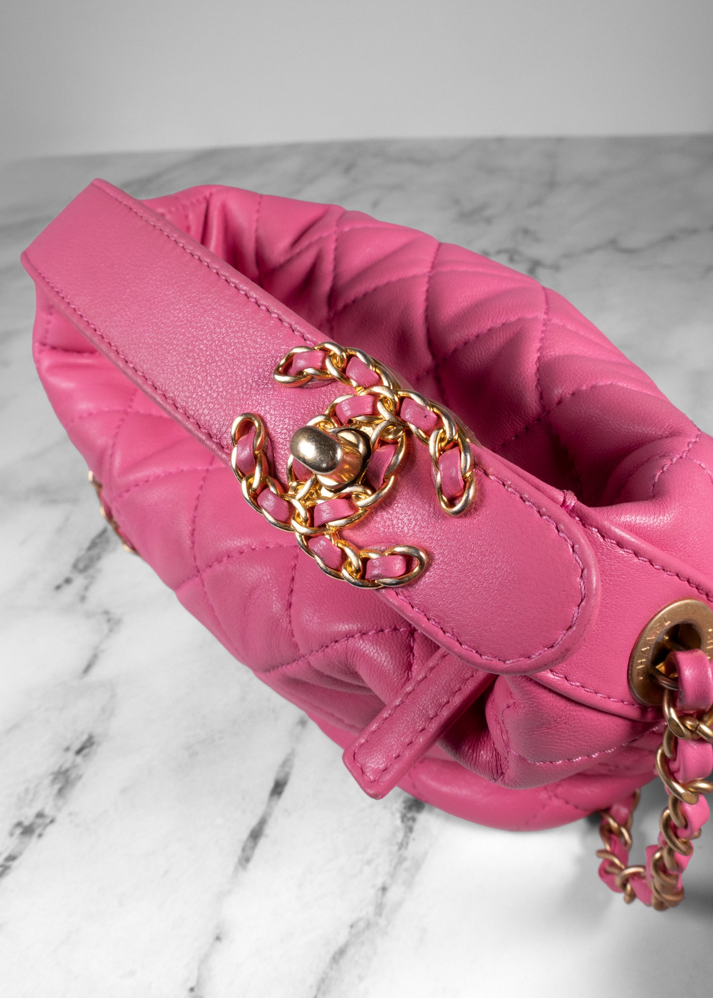 Chanel Pink Quilted Lambskin "Perfect Meeting" Small Hobo Bag