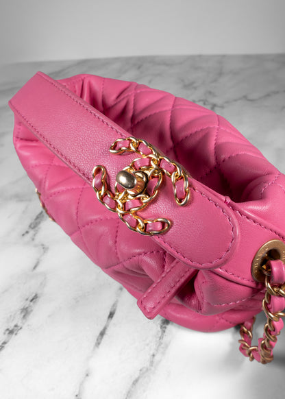 Chanel Pink Quilted Lambskin "Perfect Meeting" Small Hobo Bag