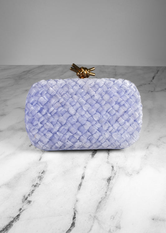 Bottega Veneta Lavender Chenille Intrecciato Knot Clutch