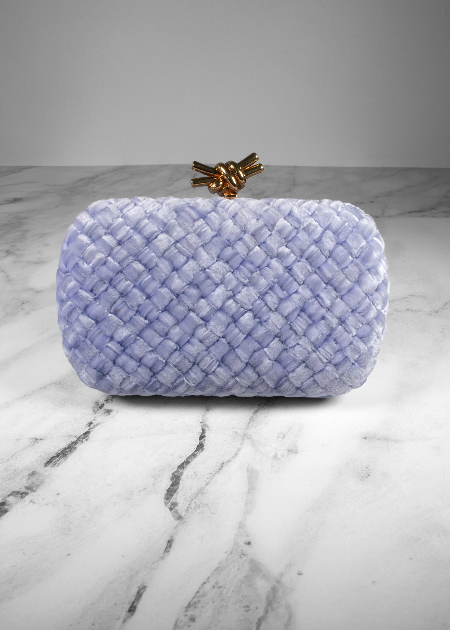 Bottega Veneta Lavender Chenille Intrecciato Knot Clutch
