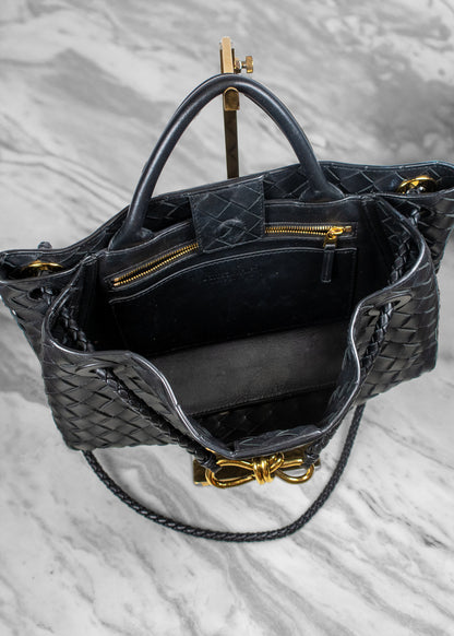 Bottega Veneta Andiamo Black Intrecciato Leather Tote Bag