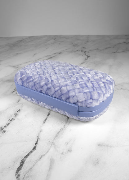 Bottega Veneta Lavender Chenille Intrecciato Knot Clutch