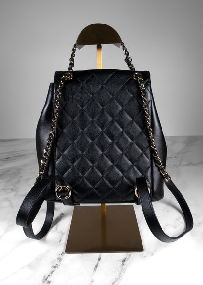 Chanel Black Grained Caviar Leather Duma Dual Pocket Backpack