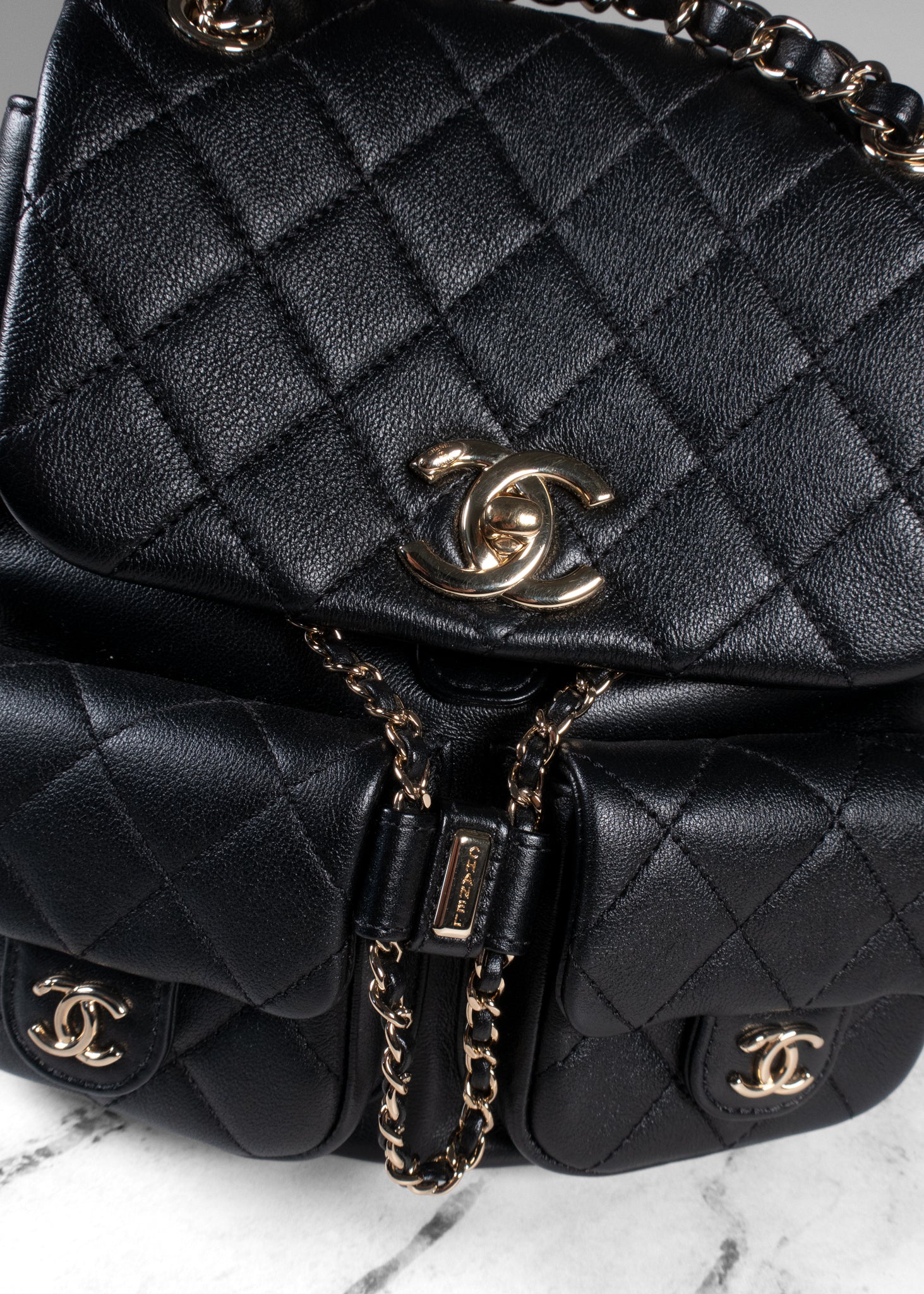 Chanel Black Grained Caviar Leather Duma Dual Pocket Backpack – Fashion Full Circle