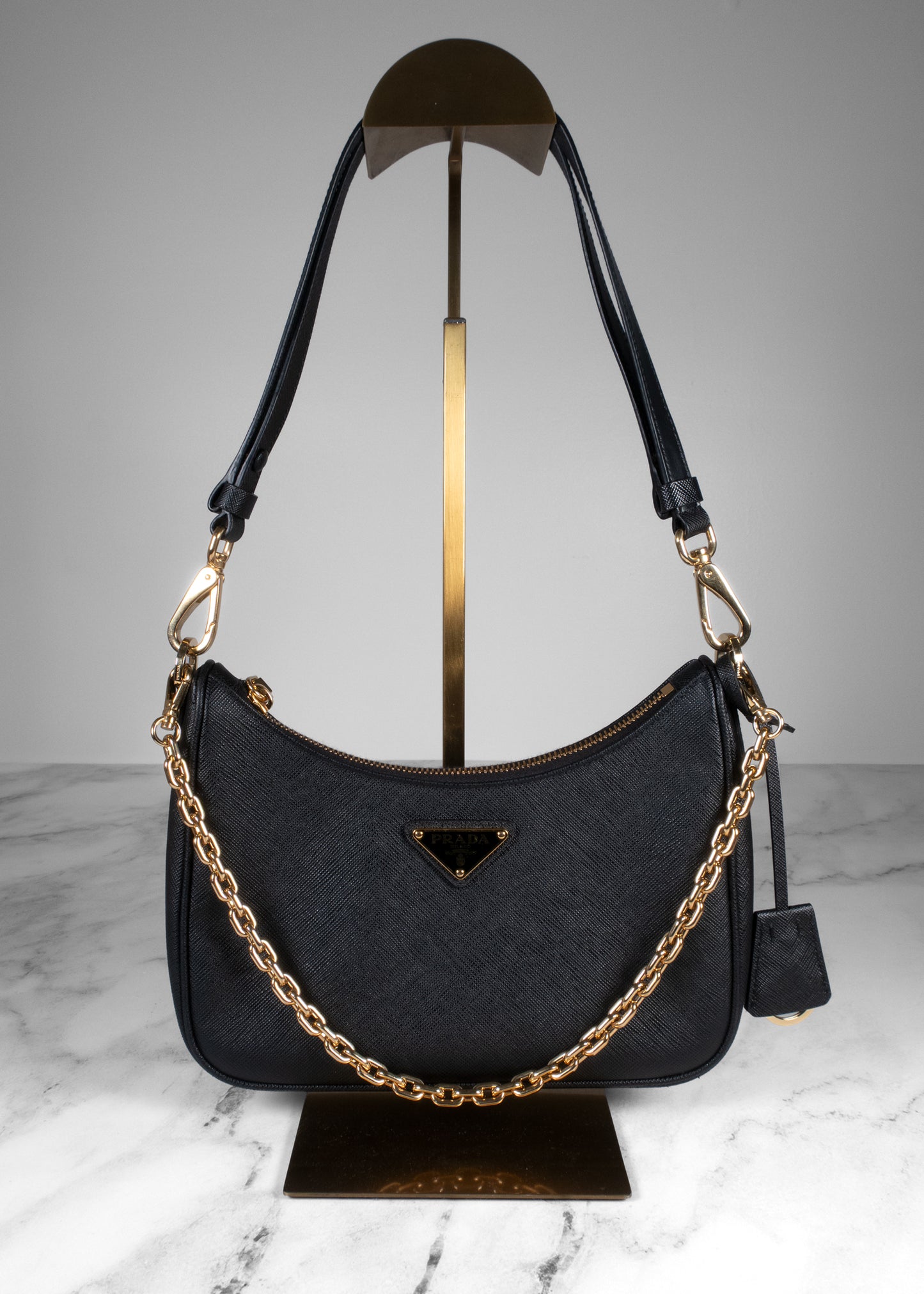 Prada Black Saffiano Leather Re-Edition 2005 Shoulder Bag