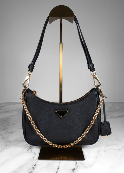 Prada Black Saffiano Leather Re-Edition 2005 Shoulder Bag