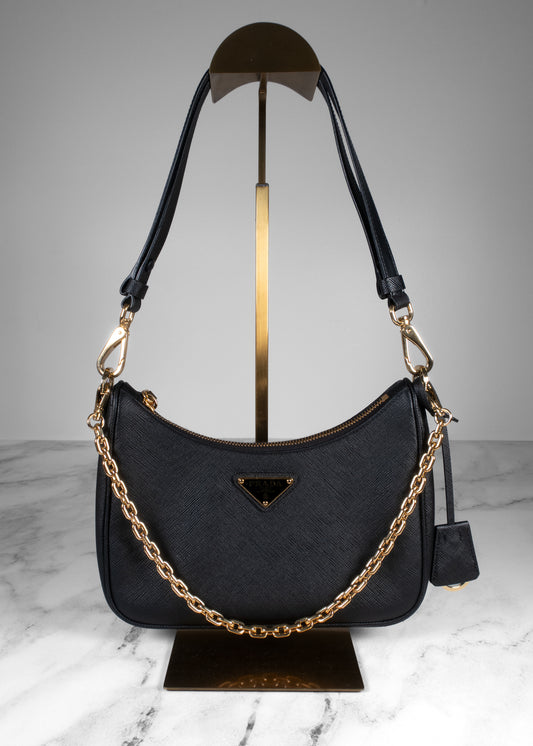 Prada Black Saffiano Leather Re-Edition 2005 Shoulder Bag