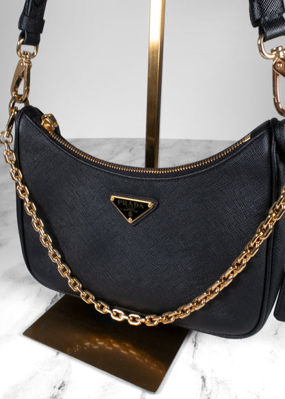 Prada Black Saffiano Leather Re-Edition 2005 Shoulder Bag