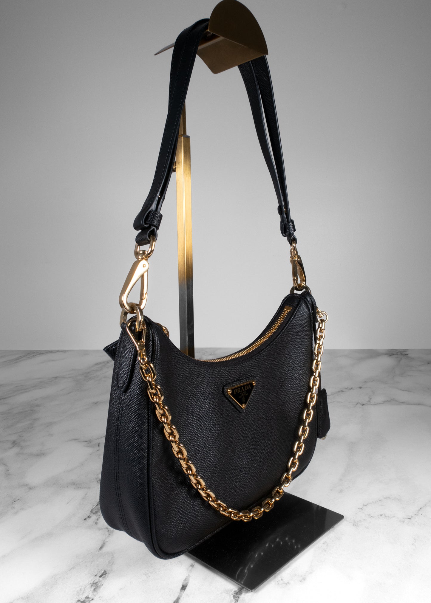 Prada Black Saffiano Leather Re-Edition 2005 Shoulder Bag