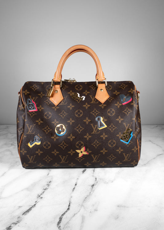 Louis Vuitton Love Locks Monogram Speedy Bandouliere 30 Brown