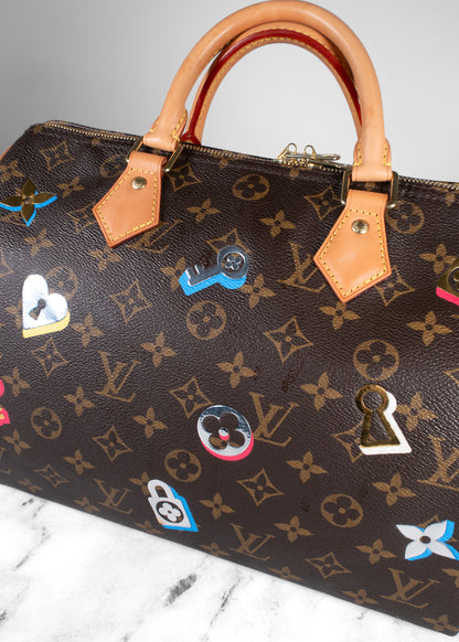 Louis Vuitton Love Locks Monogram Speedy Bandouliere 30 Brown