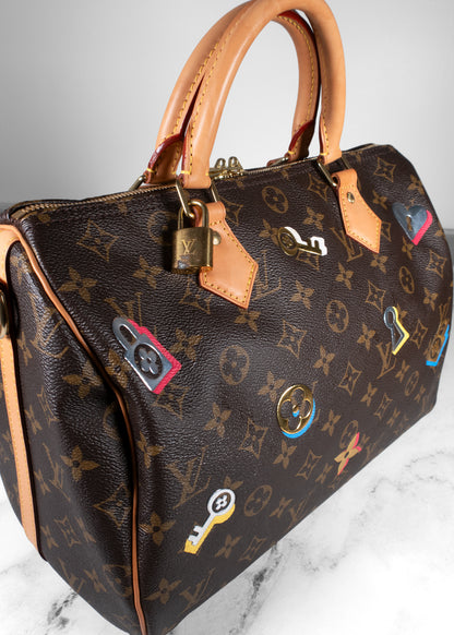 Louis Vuitton Love Locks Monogram Speedy Bandouliere 30 Brown