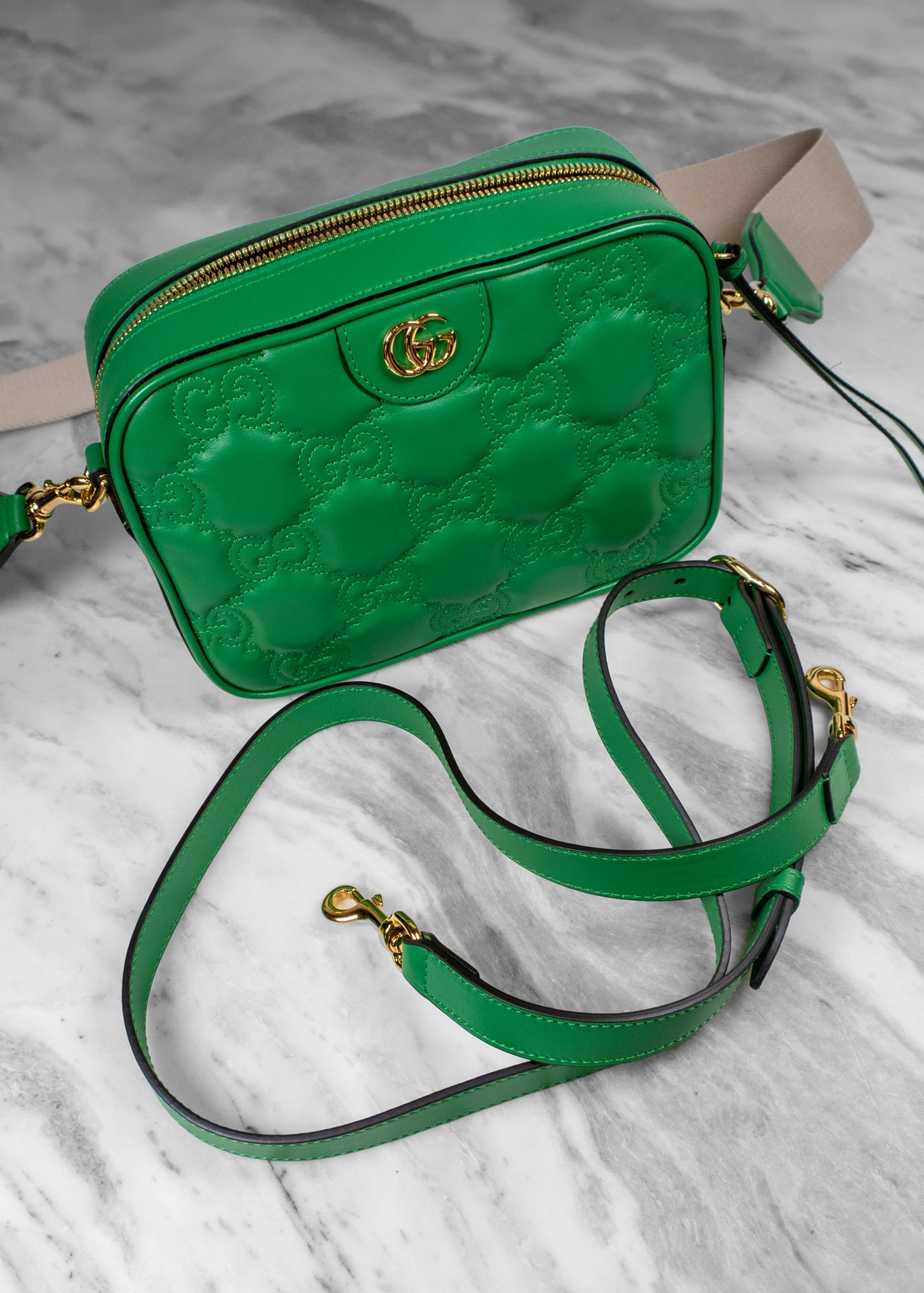 Gucci Calfskin GG Matelassé Shoulder Bag