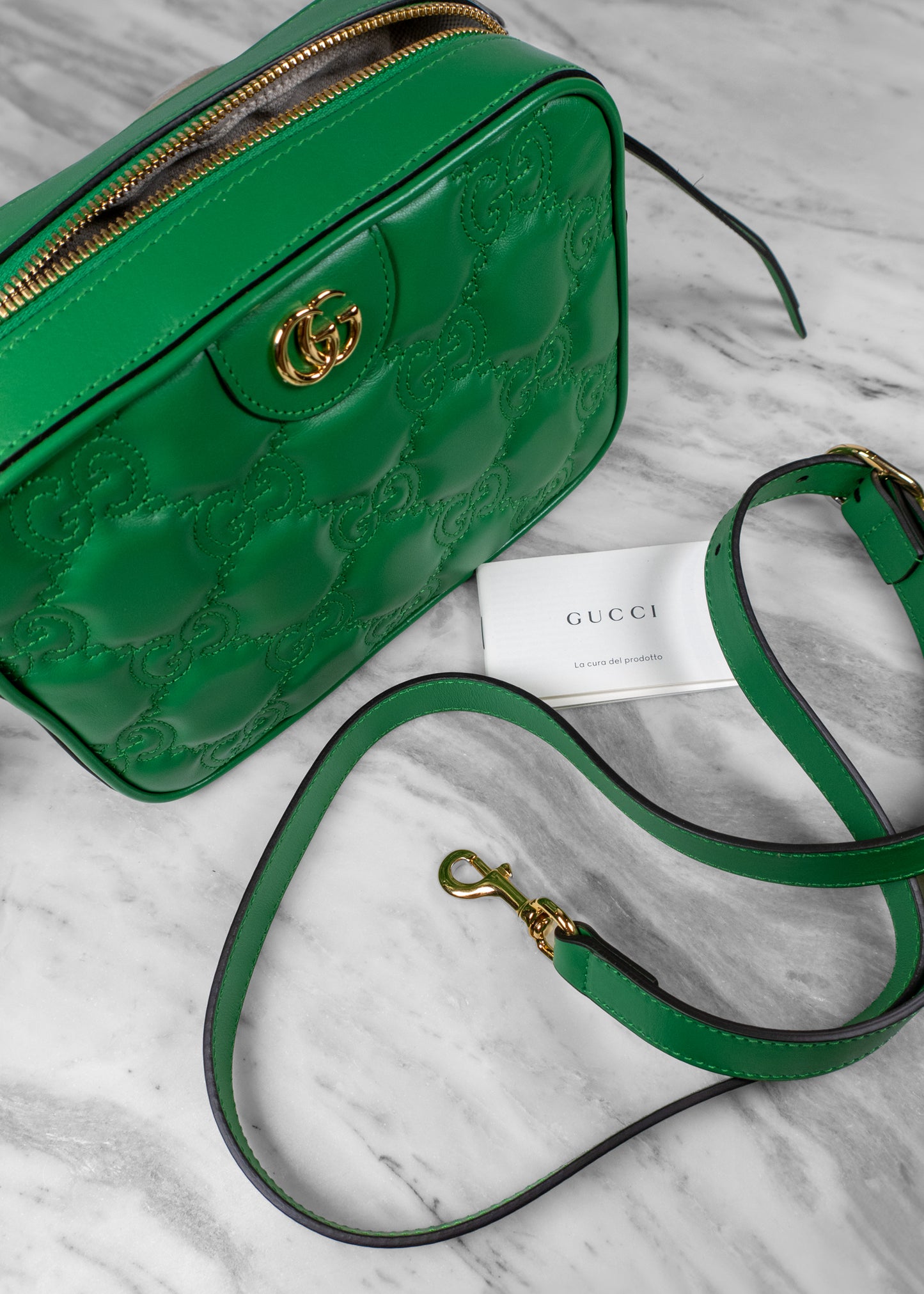 Gucci Calfskin GG Matelassé Shoulder Bag