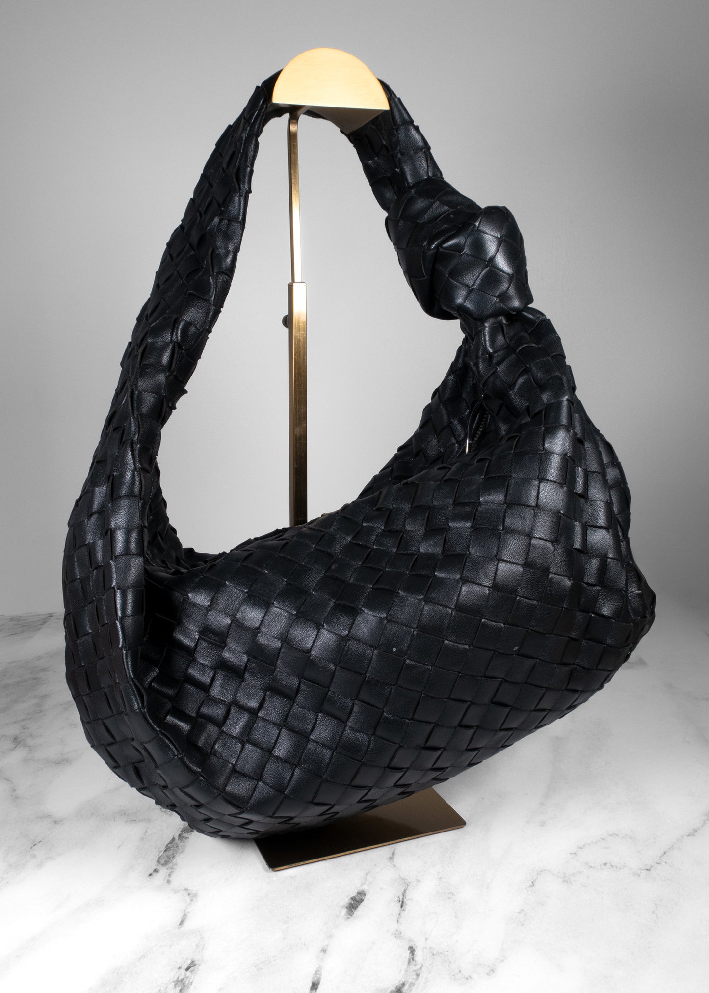 Bottega Veneta Intrecciato Leather Medium Jodie Bag Black