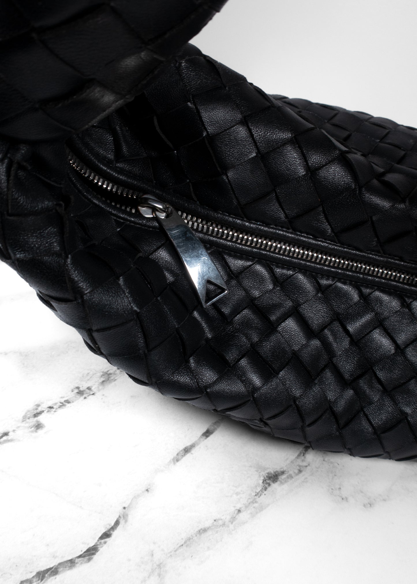 Bottega Veneta Intrecciato Leather Medium Jodie Bag Black