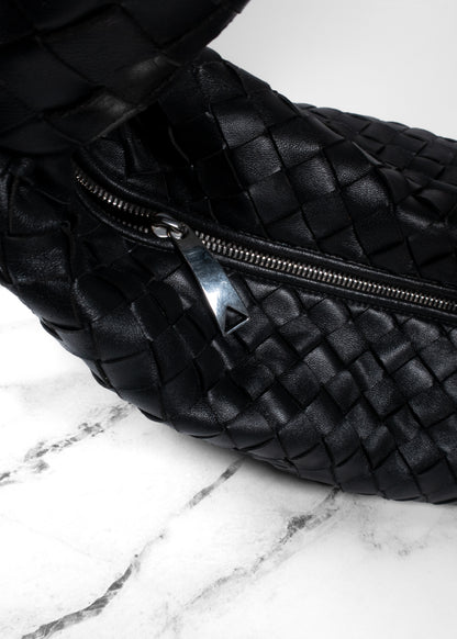Bottega Veneta Intrecciato Leather Medium Jodie Bag Black