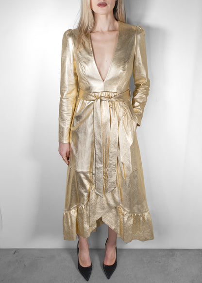 Zimmermann Lambskin Gold Long Dress