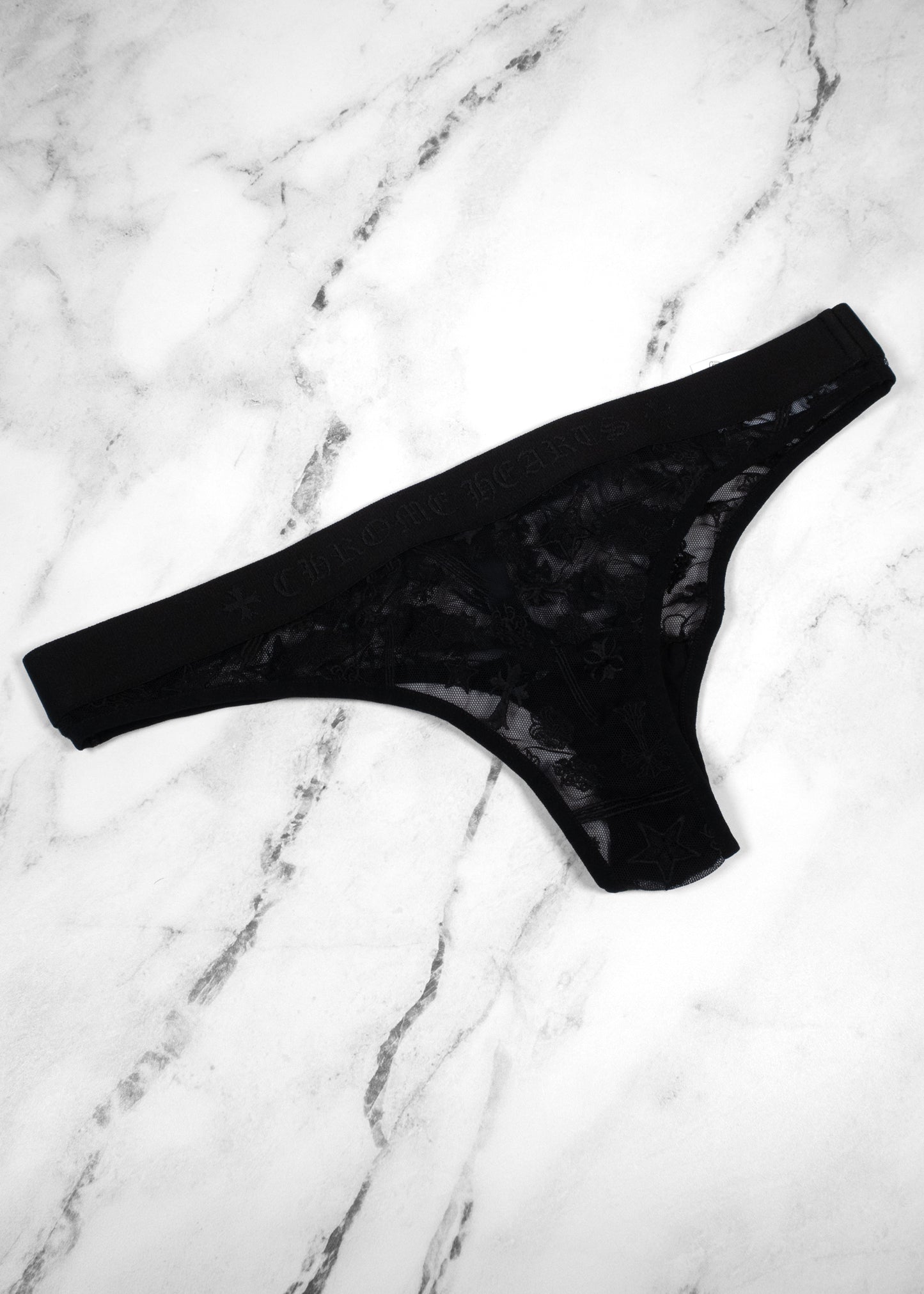 Chrome Hearts Lace Bralette and Thong Underwear Set Black