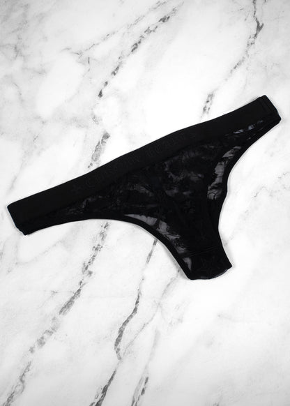 Chrome Hearts Lace Bralette and Thong Underwear Set Black