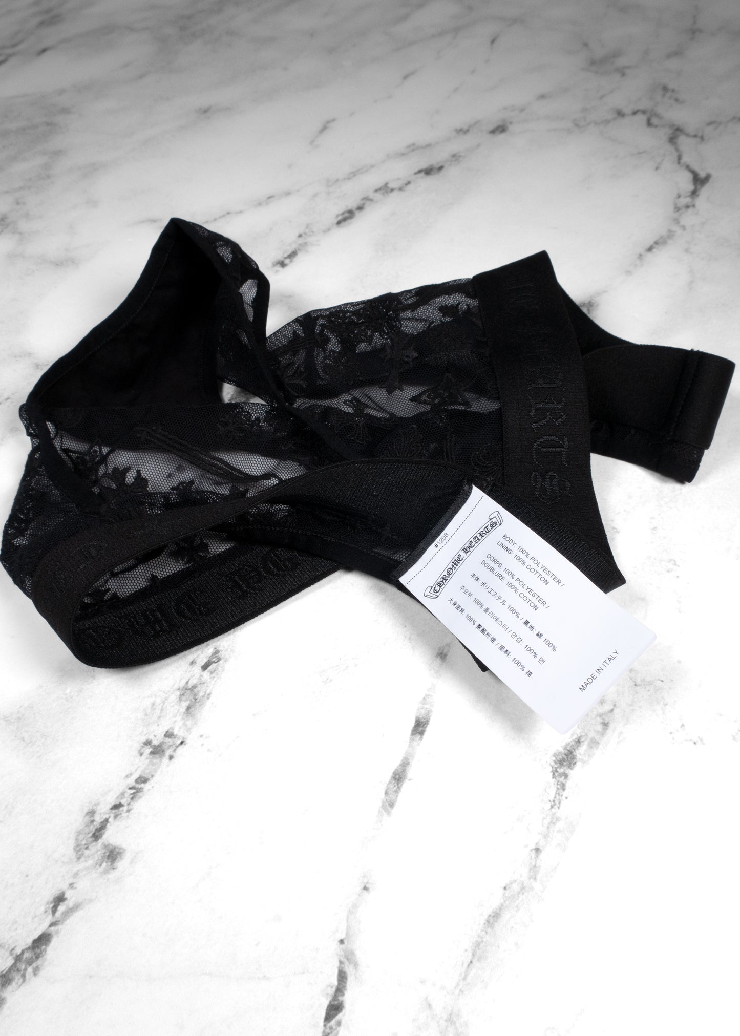 Chrome Hearts Lace Bralette and Thong Underwear Set Black