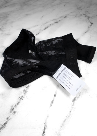 Chrome Hearts Lace Bralette and Thong Underwear Set Black